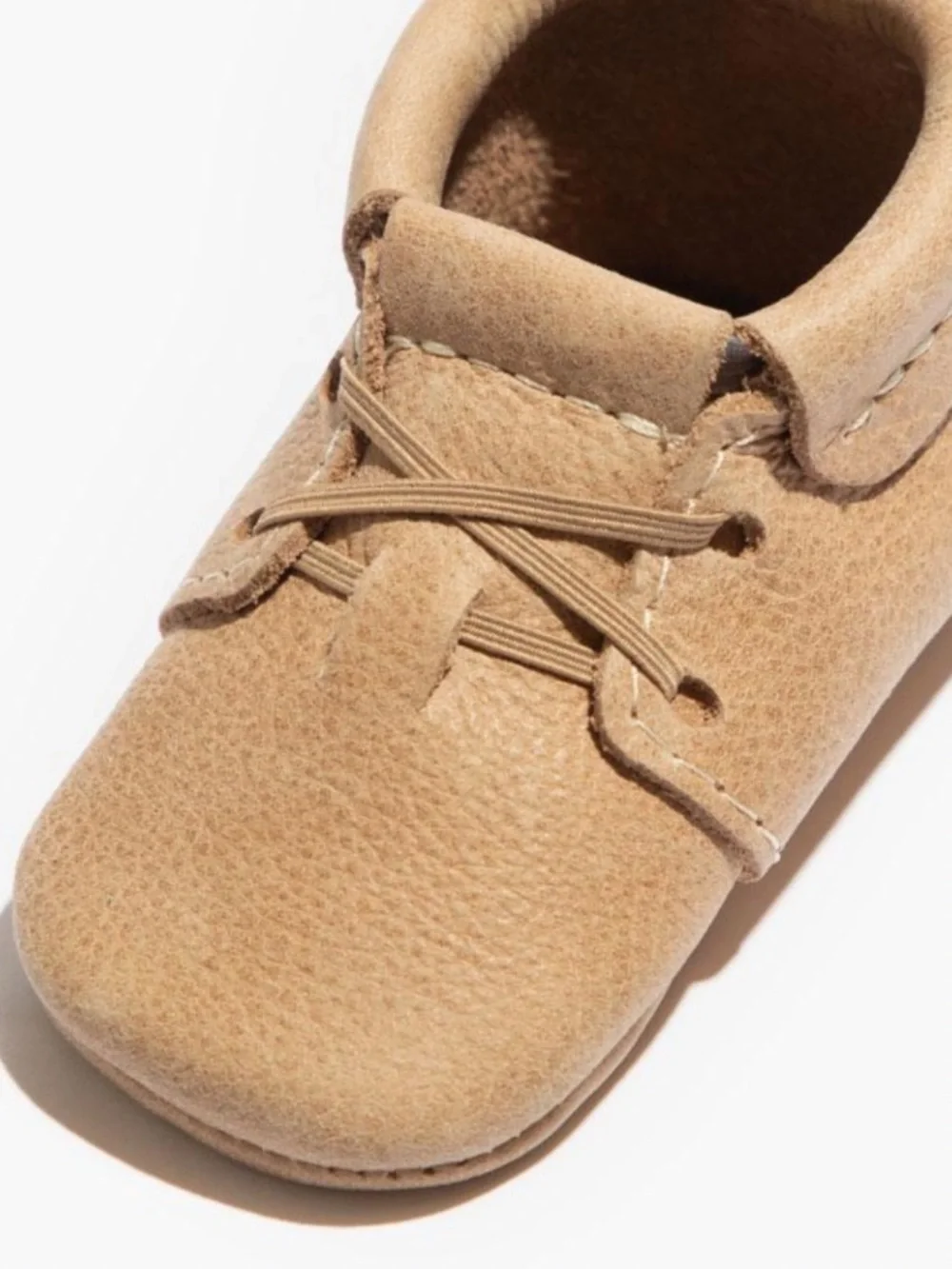 Freshly Picked Tan Leather Baby Moccasins in Box